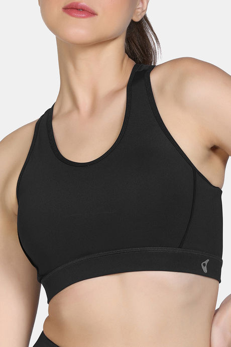 Zelocity Medium Impact Quick Dry Sports Bra - Black Beauty — image 6